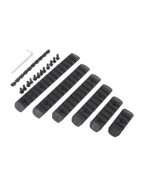 SET 6 RAILS POLYMERE 20MM POUR KEYMOD ET M-LOK NOIR