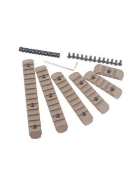 SET 6 RAILS POLYMERE 20MM POUR KEYMOD ET M-LOK TAN