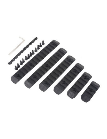 Set 6 Rails Polymeres Noirs Keymod et M-Lok MP